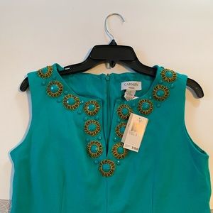 Embrioded teal dress
